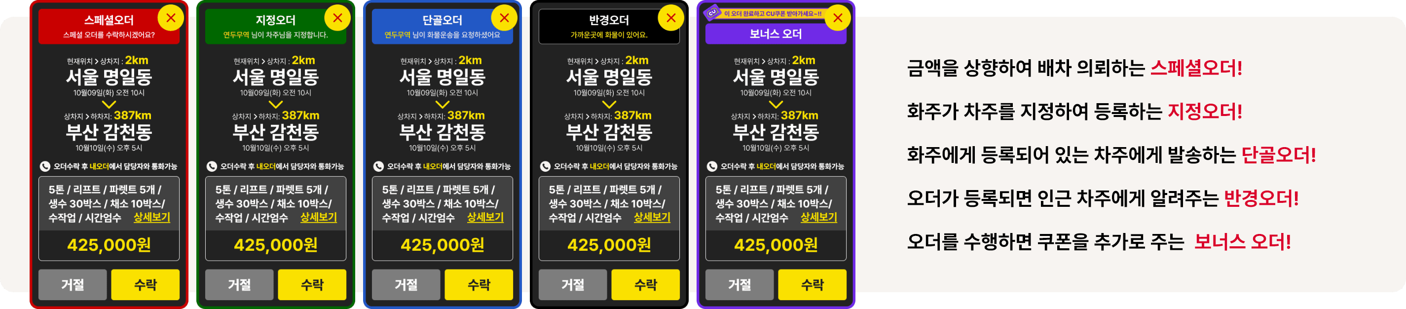 상황별 푸시 화면